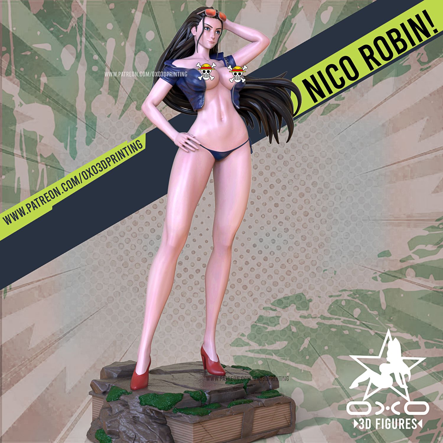 Nico Robin Statue | One Piece Fan Art by OXO3D SFW,NSFW 3d printed,3d printed statue,3d printed figure,Nico Robin Statue,One Piece,nsfw statue