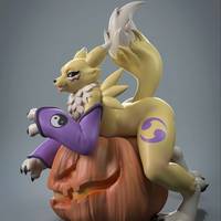 Renamon In The Pumpkin Statue | Digimon Fanart von Anyonensfw SFW,NSFW 3d printed statue,3d printed,nsfw statue,3d printed figure,furry statue,Renamon Statue,Digimon
