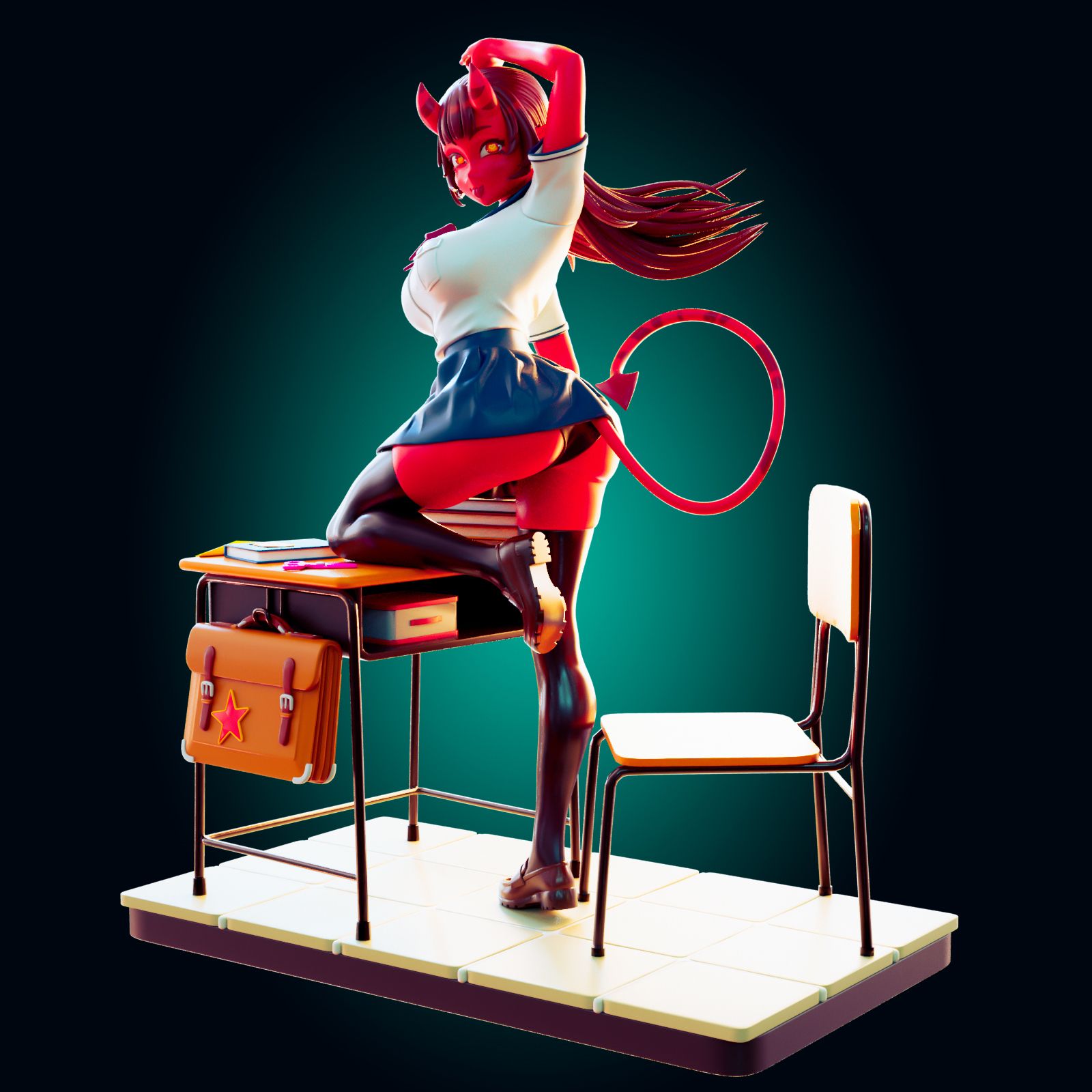 Meru Succubus Statue | Monster Girl Fan Art by Officer Rhu SFW,NSFW,Futa 3d printed,Meru Succubus statue,futa statue,Monster Girl statue,furry statue,nsfw statue