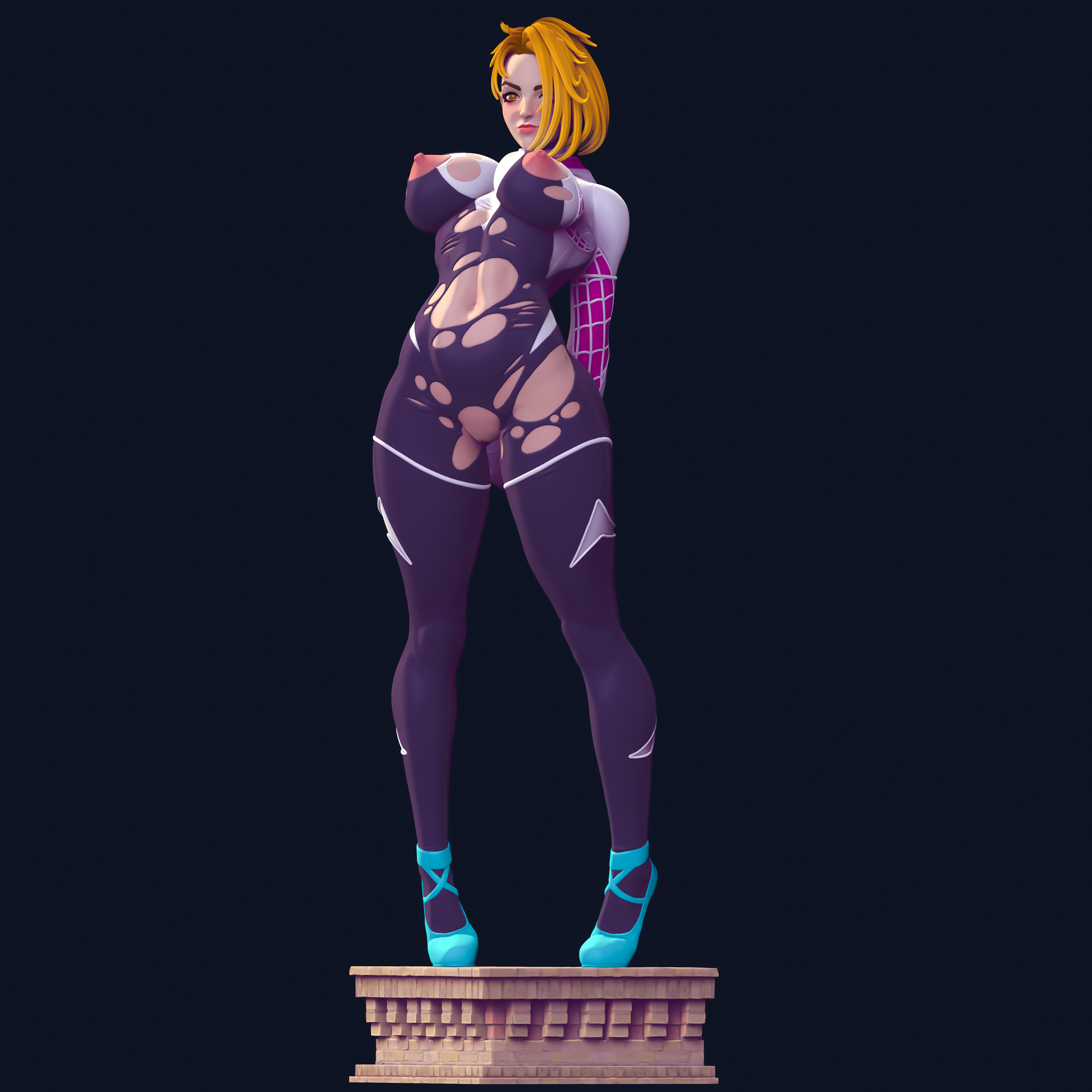 Gwen Stacy Thicc Statue | Spider Man Fan Art by Officer Rhu SFW,NSFW,Futa 3d printed statue,3d printed,nsfw statue,futa statue,Gwen Stacy statue,Spider Man statue