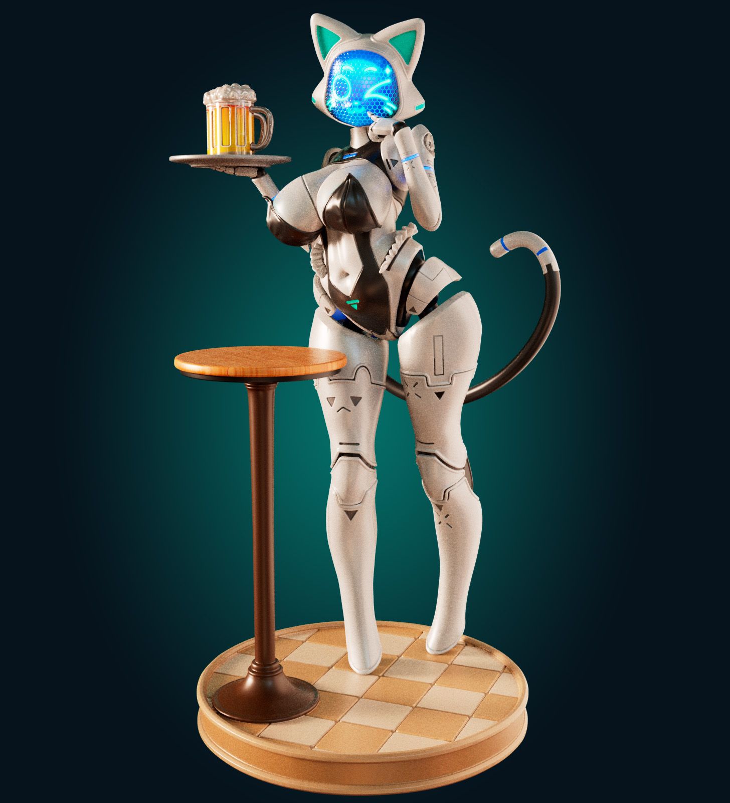 Neko-Bot Girl Furry Statue | Monster Girl Fan Art by Officer Rhu SFW,NSFW,Futa 3d printed statue,3d printed,3d printed figure,Neko-Bot Girl Statue,Monster Girl Statue,nsfw statue,furry statue,futa statue,futa figurines,futanari figurines,futanari statue