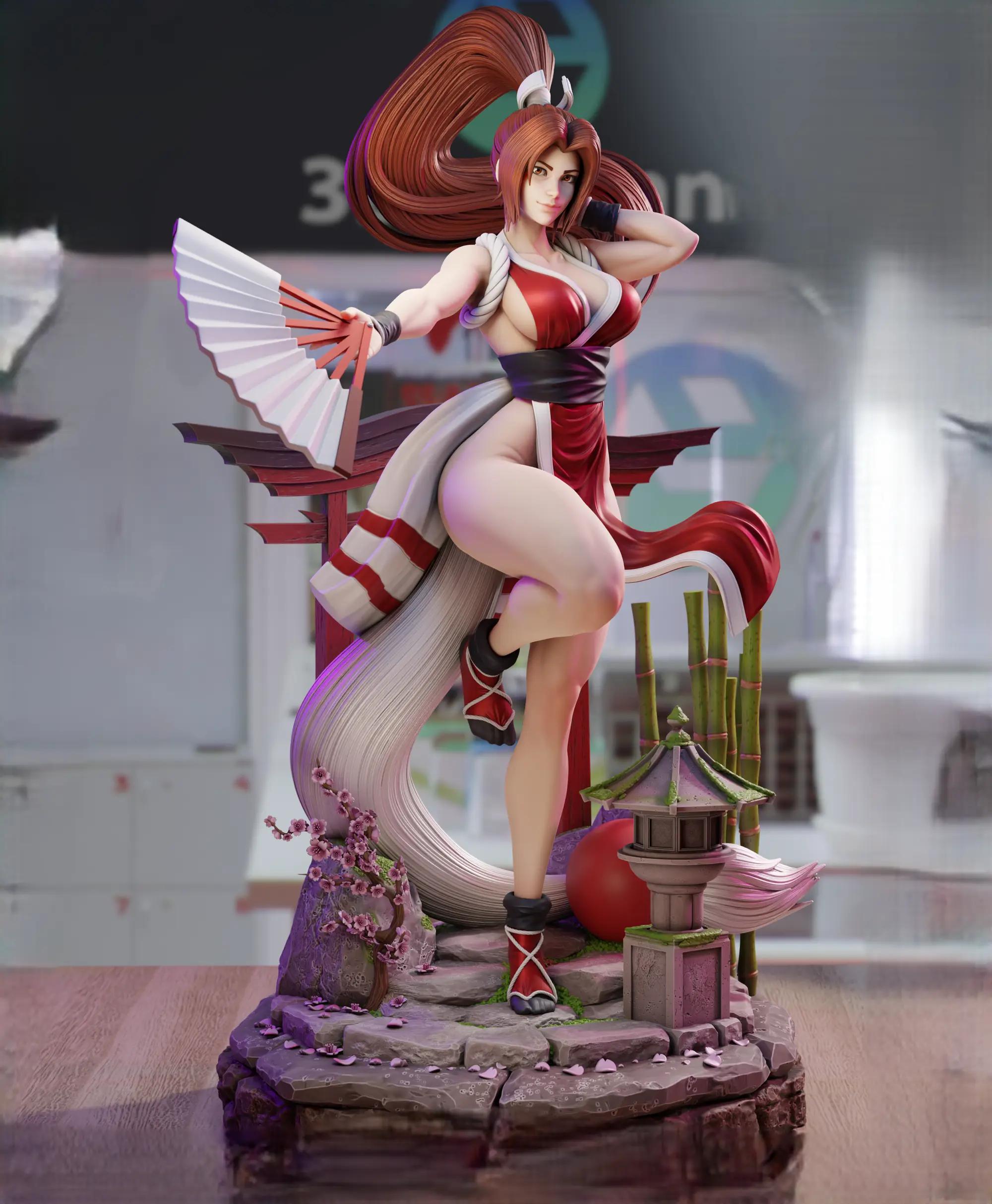 Mai Shiranui Statue | The King of Fighters Fan Art by 3Dmoonn SFW,NSFW 3d printed,3d printed statue,Mai Shiranui Statue,The King of Fighters statue,nsfw statue