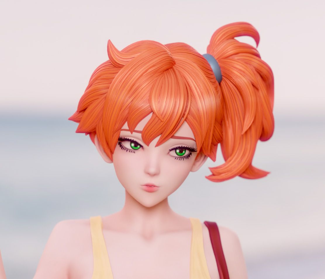 Misty Statue | Pokemon Fan Art by Momoji3d SFW,NSFW 3d printed statue,3d printed,nsfw statue,pokemon statue,Misty statue