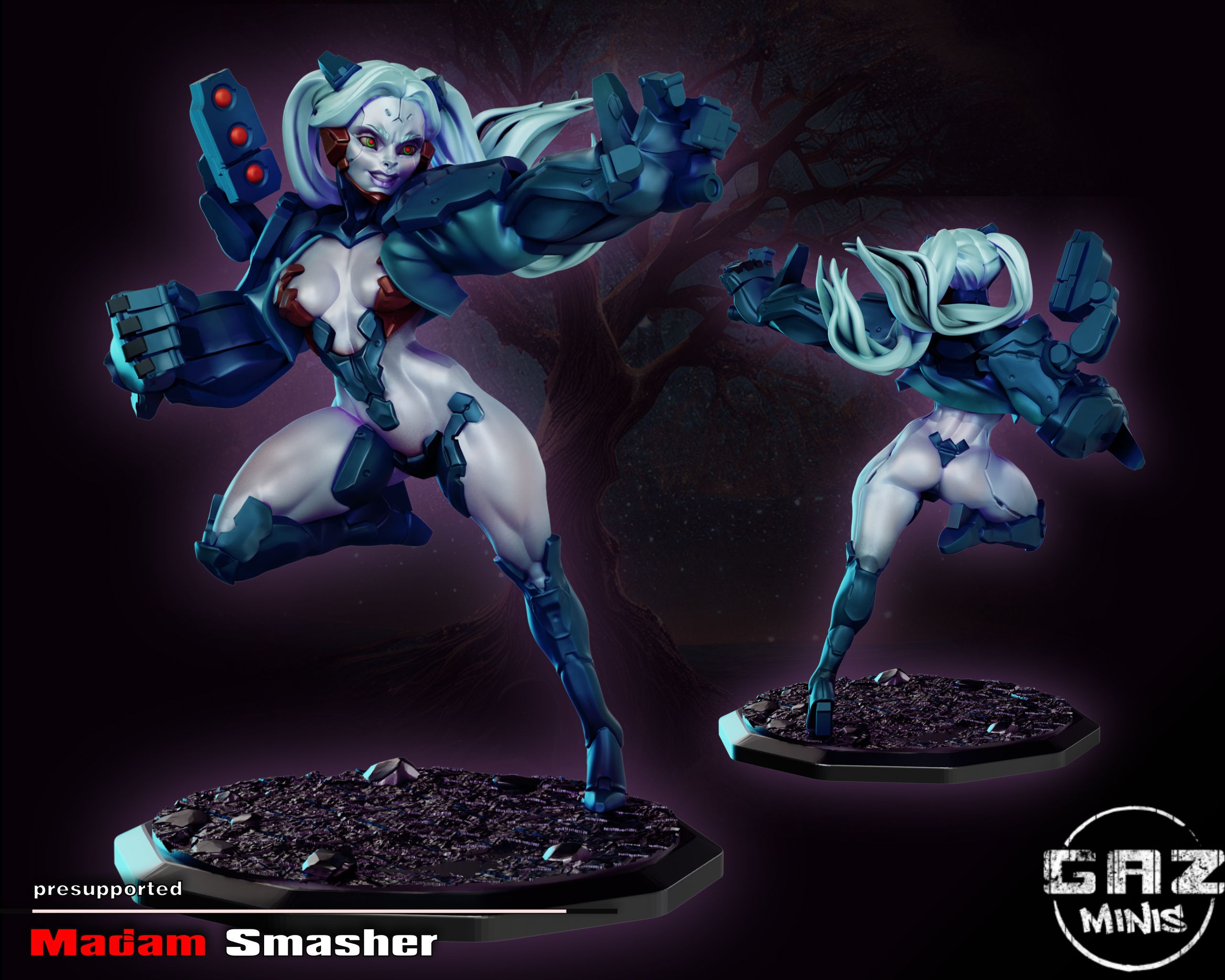 Madam Smasher Miniature |  Cyberpunk2077 Fan Art by Gaz Minis SFW,NSFW 3d printed,miniature,Cyberpunk2077 miniature,nsfw miniature,Madam Smasher,3d printed miniature