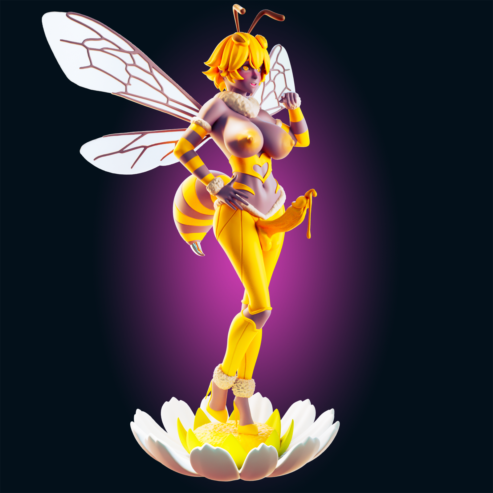 Bee Waifu Girl Statue | Monster Girl Fan Art by Officer Rhu SFW,NSFW,Futa 3d printed,Bee Waifu Girl statue,futa statue,Monster Girl statue,furry statue,nsfw statue