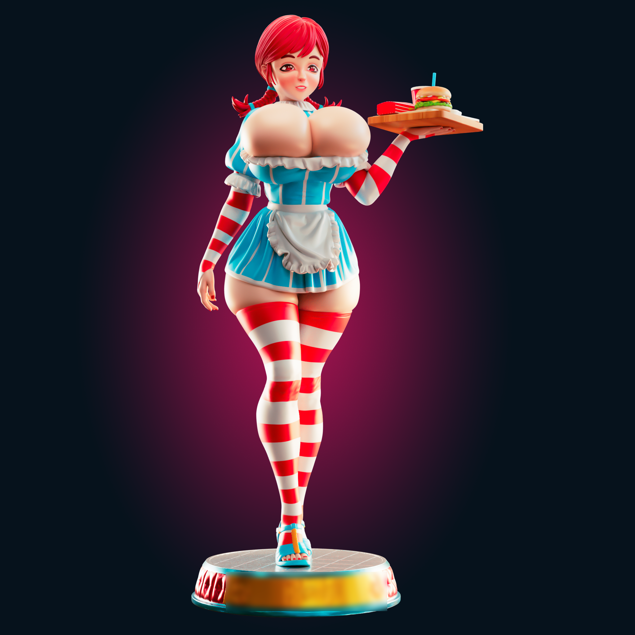 Wendy's Statue | Wendys Fan Art by Officer Rhu SFW,NSFW,Futa 3d printed statue,3d printed,nsfw statue,futa statue,Wendy's Statue