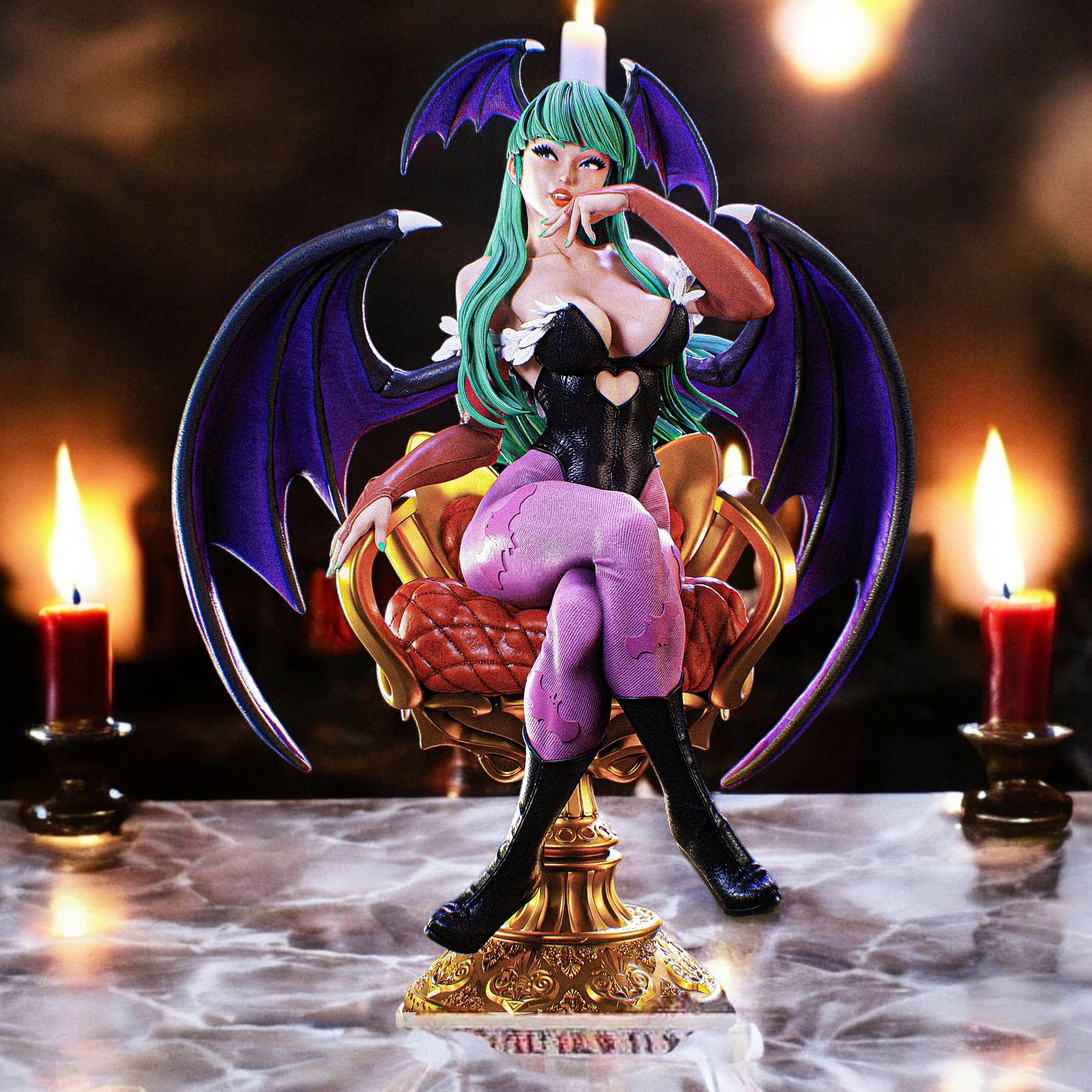 Morrigan Aensland Statue | Darkstalkers Fan Art by PEACHFIGURE