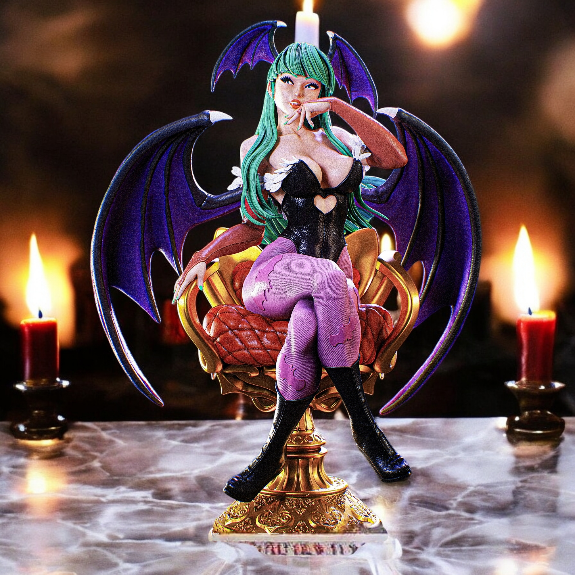 Morrigan Aensland Statue | Darkstalkers Fan Art by PEACHFIGURE SFW,NSFW 3d printed statue,3d printed,Morrigan Aensland Statue,nsfw statue,3d printed figure,Darkstalkers
