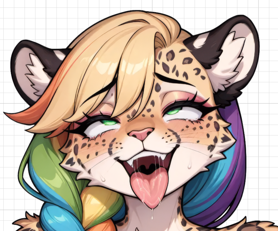 Naklejka Flirty Rainbow Leopard Furry Girl | Original Naklejka winylowa SFW furry sticker,Leopard sticker,sfw sticker,stickers