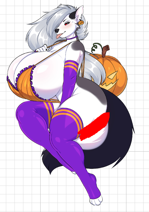 Loona Halloween V2 Sticker | Helluva Boss Vinyl Sticker NSFW furry sticker,loona sticker,loona nsfw,NSFW stickers,Helluva Boss,Halloween sticker