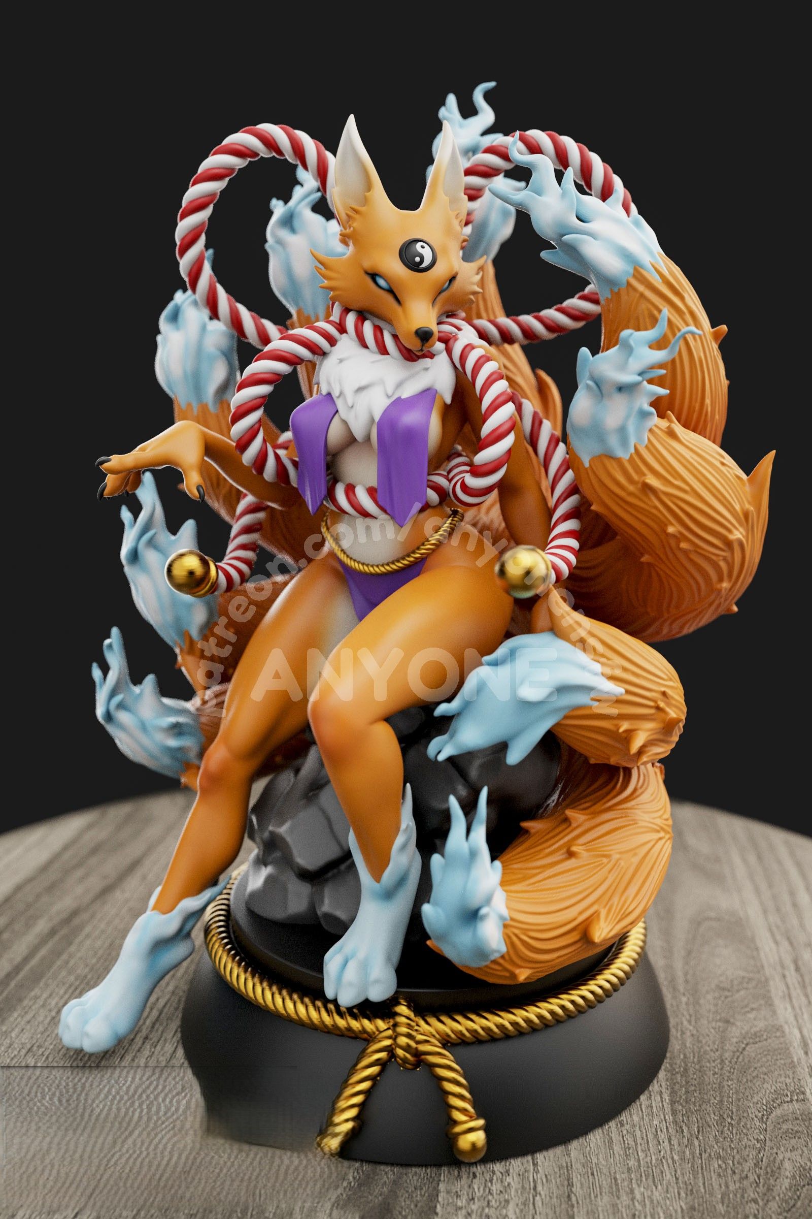 Kyubimon Furry Statue | Digimon Fan Art by Anyonensfw SFW,NSFW,Futa 3d printed statue,3d printed,nsfw statue,3d printed figure,Kyubimon Statue,furry statue,futa statue