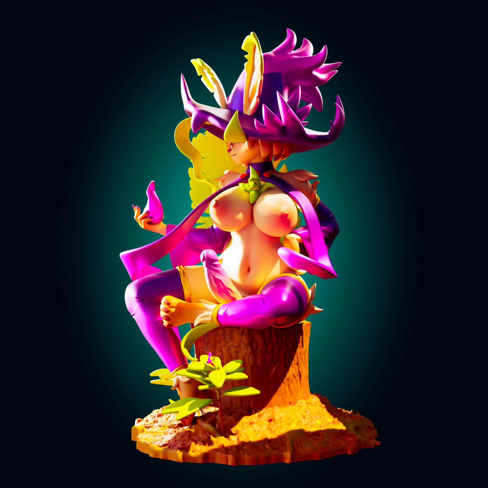 Leafeon X Mismagius Statue | Pokémon Fan Art by Officer Rhu SFW,NSFW,Futa 3d printed,Leafeon X Mismagius statue,futa statue,pokemon statue,furry statue,nsfw statue