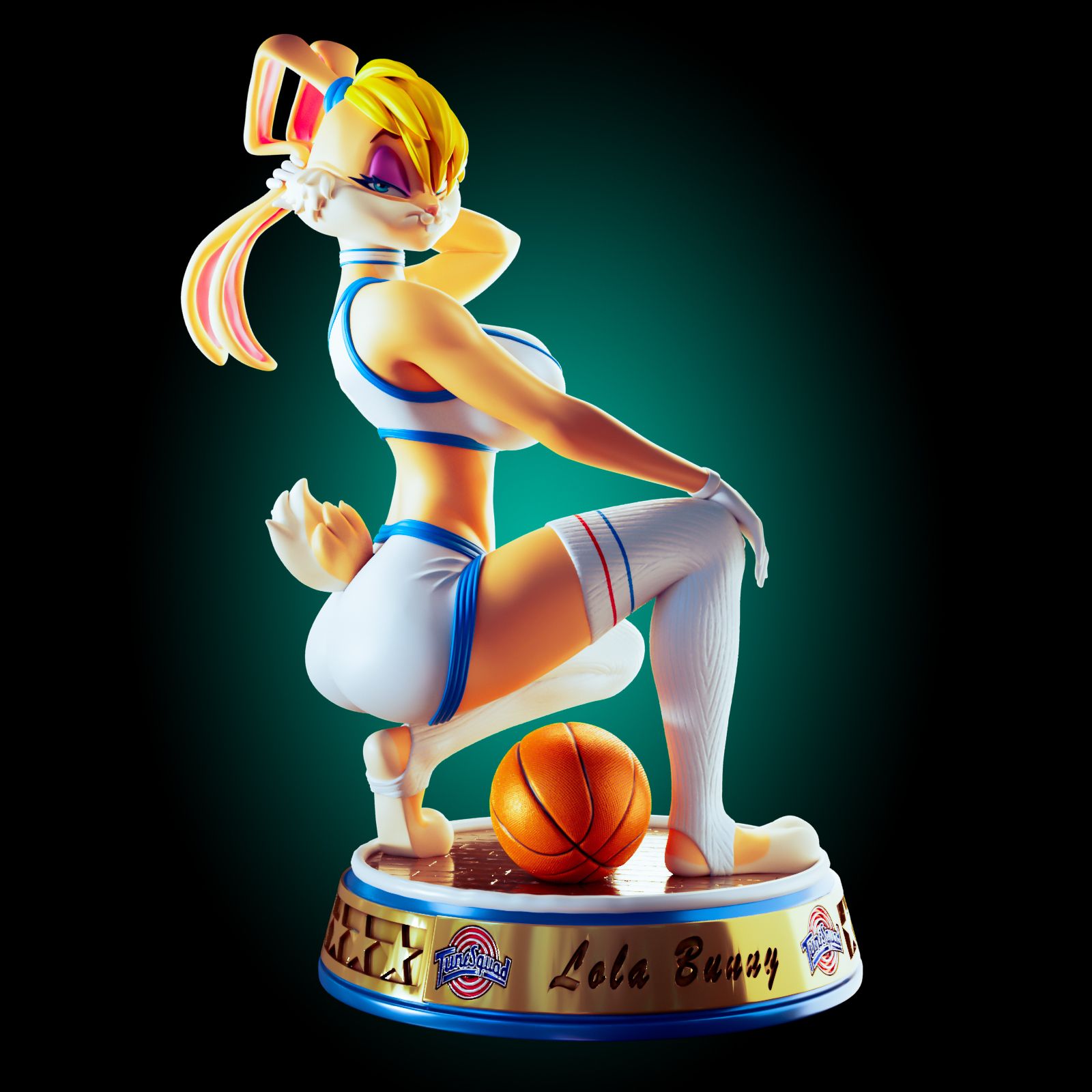 Lola Bunny Furry Curvy Statue | Looney Tunes Fan Art by Officer Rhu SFW,NSFW,Futa 3d printed,Lola Bunny statue,futa statue,Looney Tunes statue,furry statue,nsfw statue