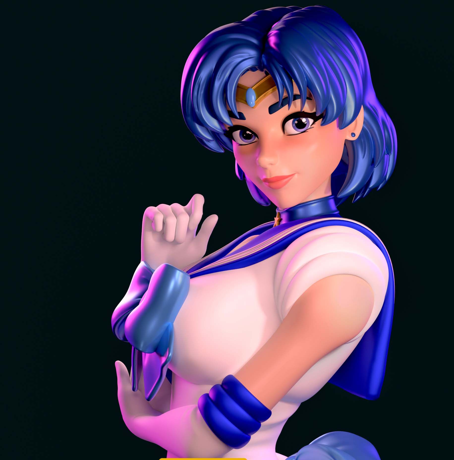 Sailor Mercury Statue | Sailor Moon Fan Art by Azaak3d SFW 3d printed statue,3d printed,sfw statue,Sailor Moon statue,Sailor Mercury statue