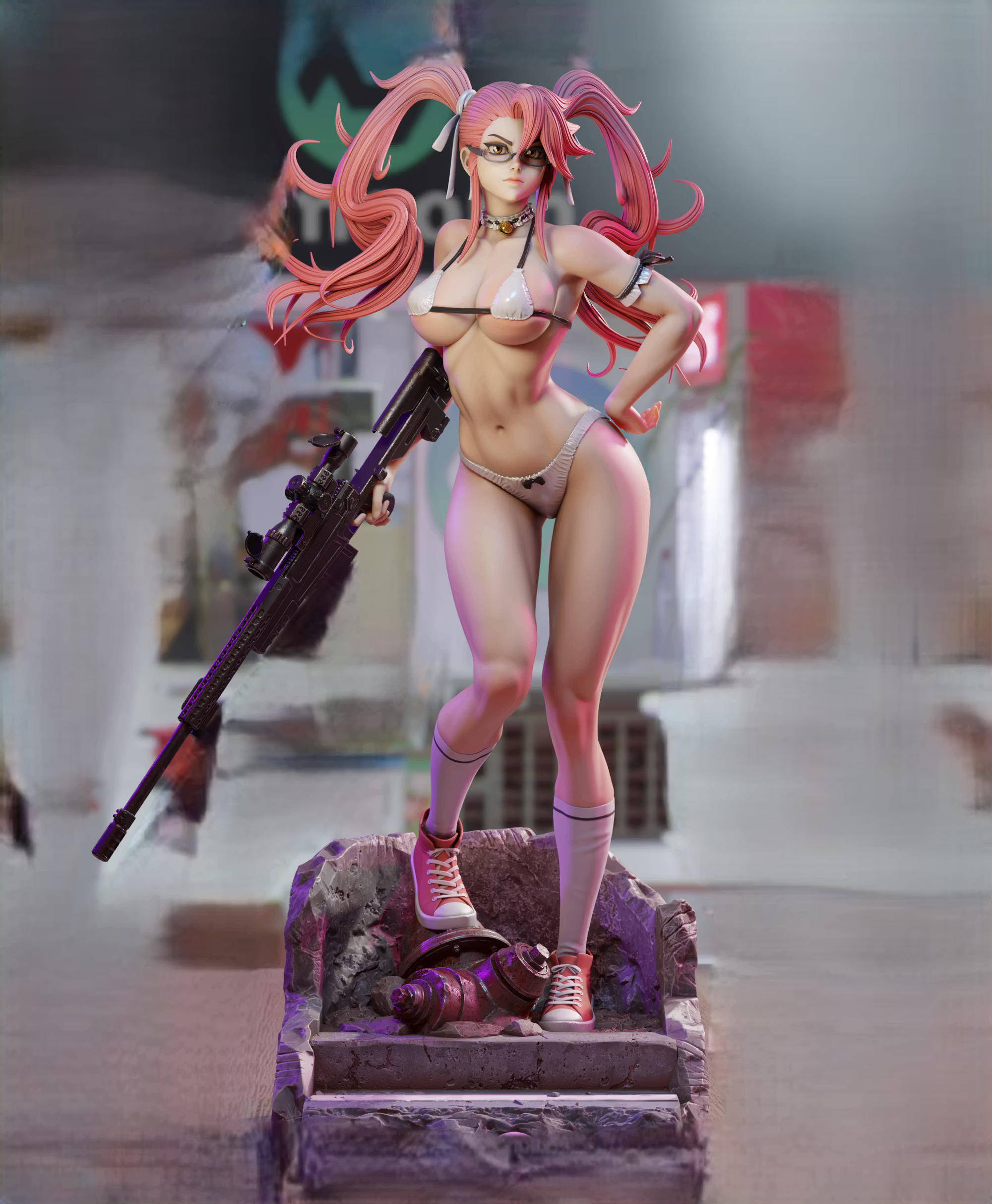 Saya Takagi Statue | Highschool of the Dead Fan Art by 3Dmoonn SFW,NSFW 3d printed,3d printed statue,Saya Takagi Statue,Highschool of the Dead statue,nsfw statue