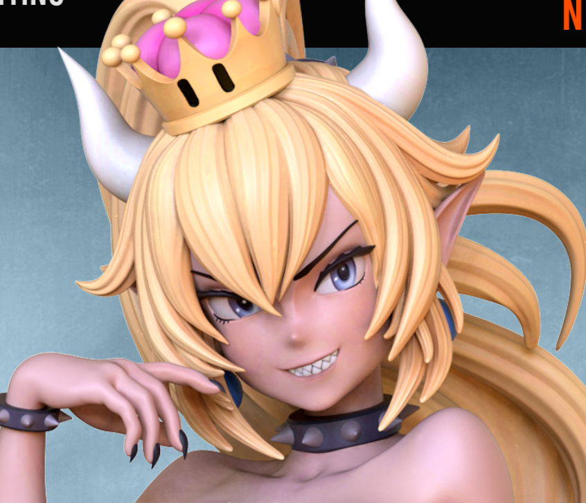 Bowsette Statue | Super Mario Fan Art by OXO3D SFW 3d printed,3d printed statue,3d printed figure,Bowsette Statue,Super Mario Statue