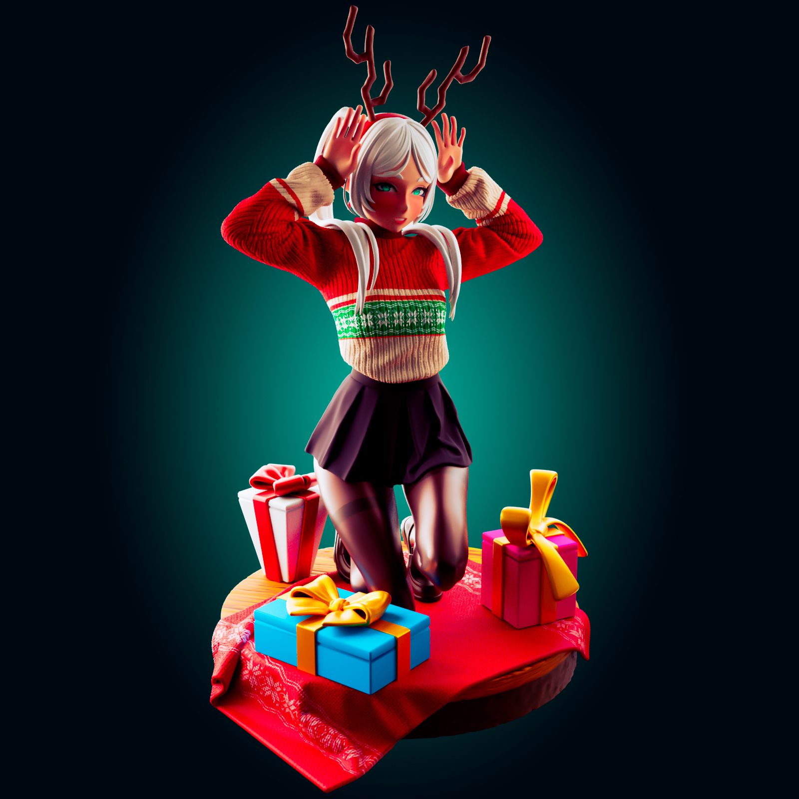 Frieren Christmas Statue | Frieren: Beyond Journey's End Fan Art by Officer Rhu SFW,NSFW,Futa 3d printed,Frieren Christmas statue,futa statue,Frieren: Beyond Journey's End statue,furry statue,nsfw statue