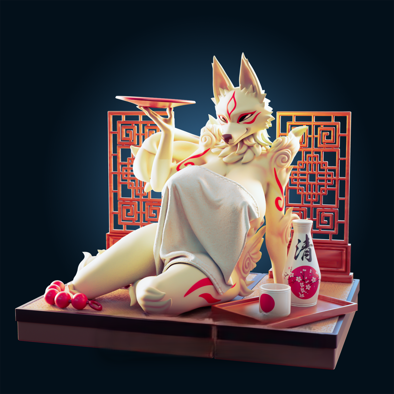 Amaterasu Thick Furry Statue | Okami Fan Art by Officer Rhu SFW,NSFW,Futa 3d printed statue,3d printed,3d printed figure,Amaterasu Thick Statue,Okami Statue,nsfw statue,futa statue,furry statue