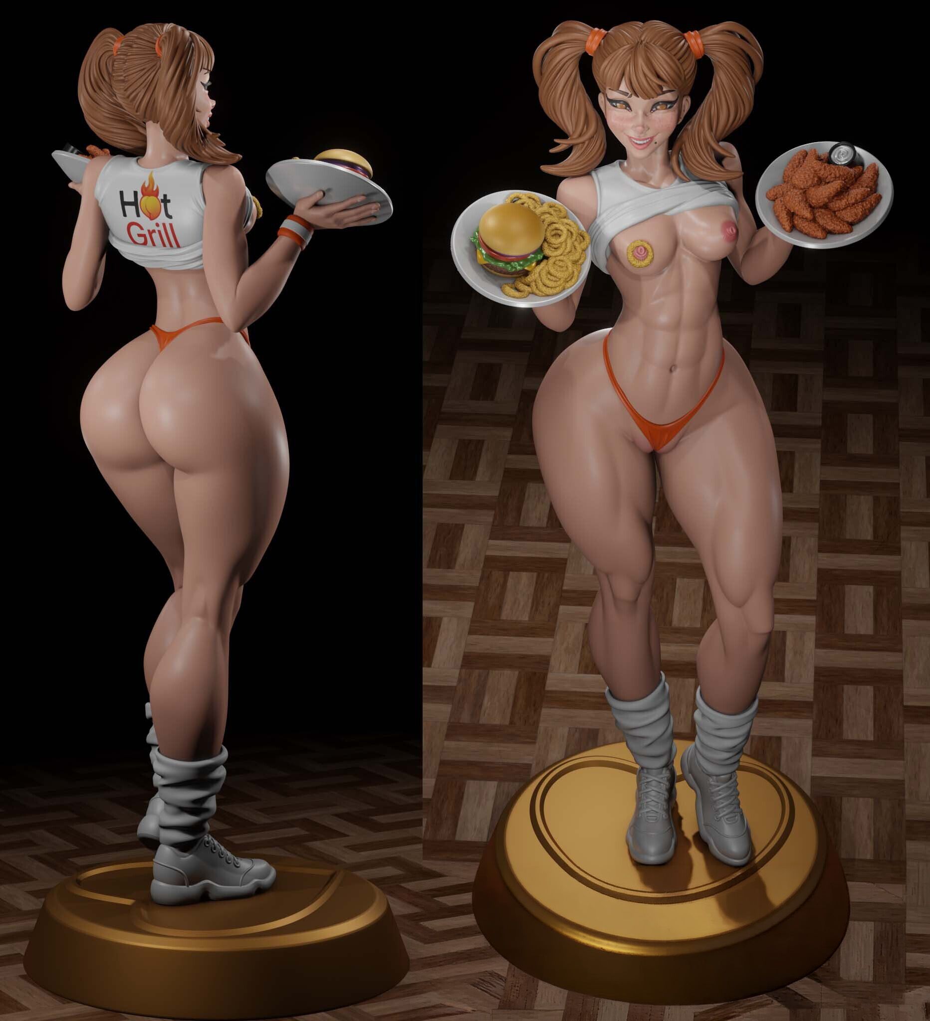 Hooters Girls Statue | Original Fan Art by Digital Dark SFW,NSFW,Futa 3d printed statue,3d printed,nsfw statue,futa statue,futa figurines,futanari figurines,futanari statue,3d printed figure,Hooters Girls Statue