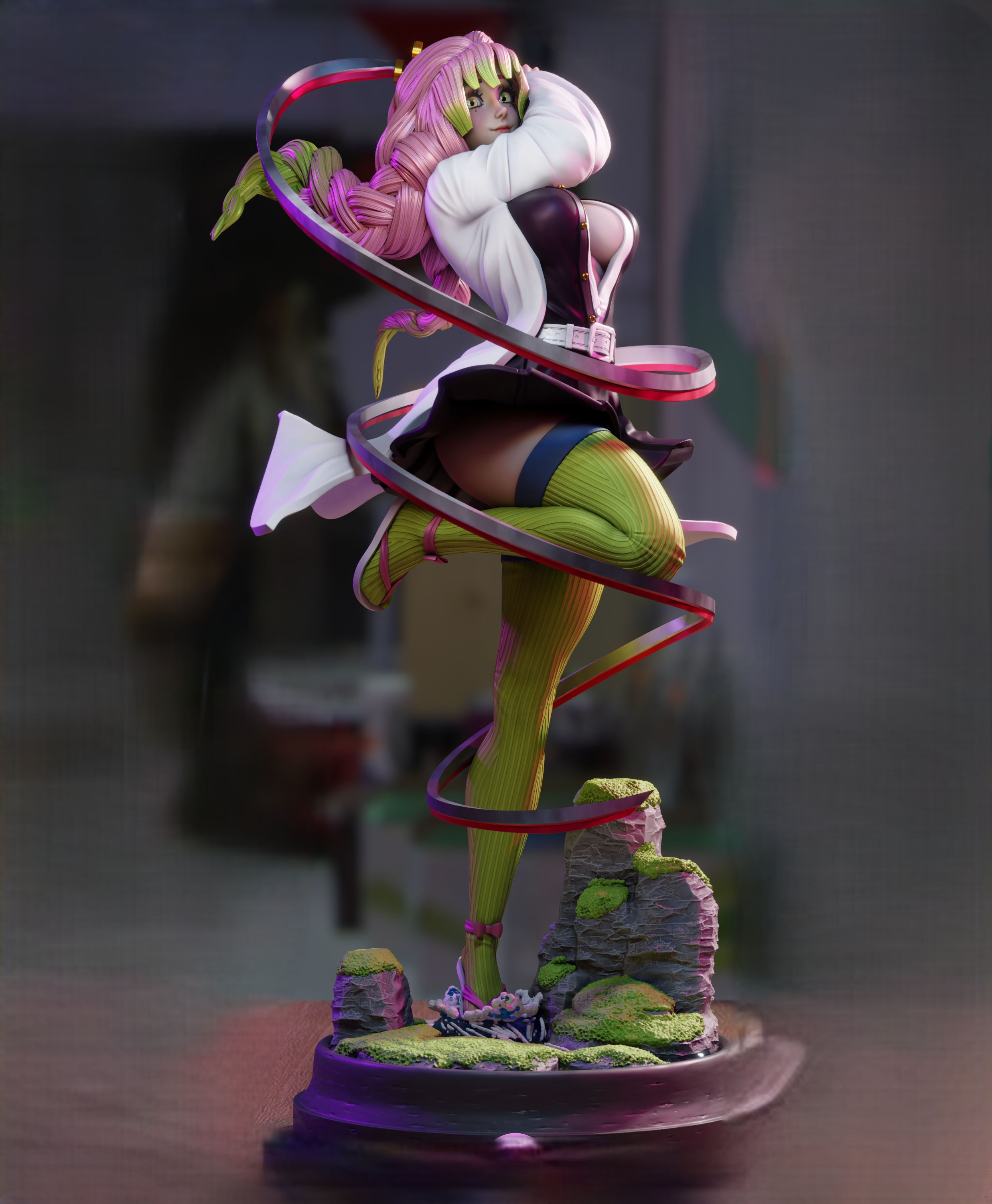 Mitsuri Kanroji Statue | Demon Slayer Fan Art by 3Dmoonn SFW,NSFW 3d printed,3d printed statue,Mitsuri Kanroji Statue,Demon Slayer statue,nsfw statue