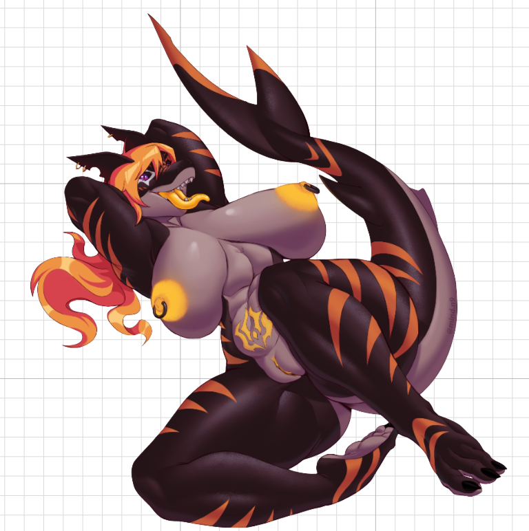 Wolf Shark Furry Girl Sticker | Original Vinyl Sticker NSFW,Futa furry sticker,nsfw sticker,stickers,wolf shark furry,futa sticker