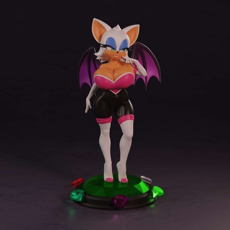 Rouge Statue | Sonic the Hedgehog Fan Art by PolyBitsArt SFW,NSFW null