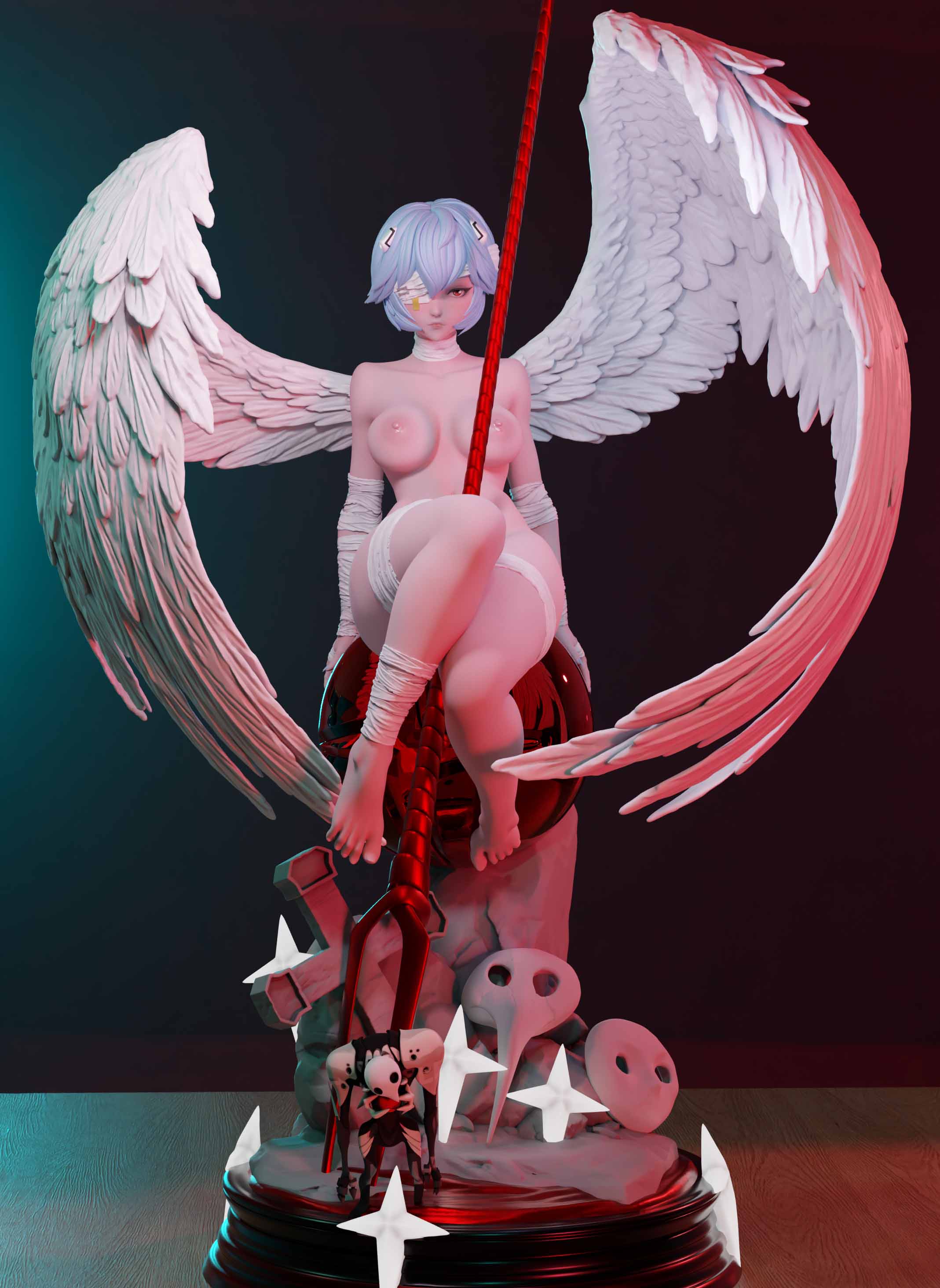 Rei Ayanami Statue | Evangelion Fan Art by Momoji3d SFW,NSFW 3d printed,3d printed statue,nsfw statue,Rei Ayanami statue,Evangelion statue