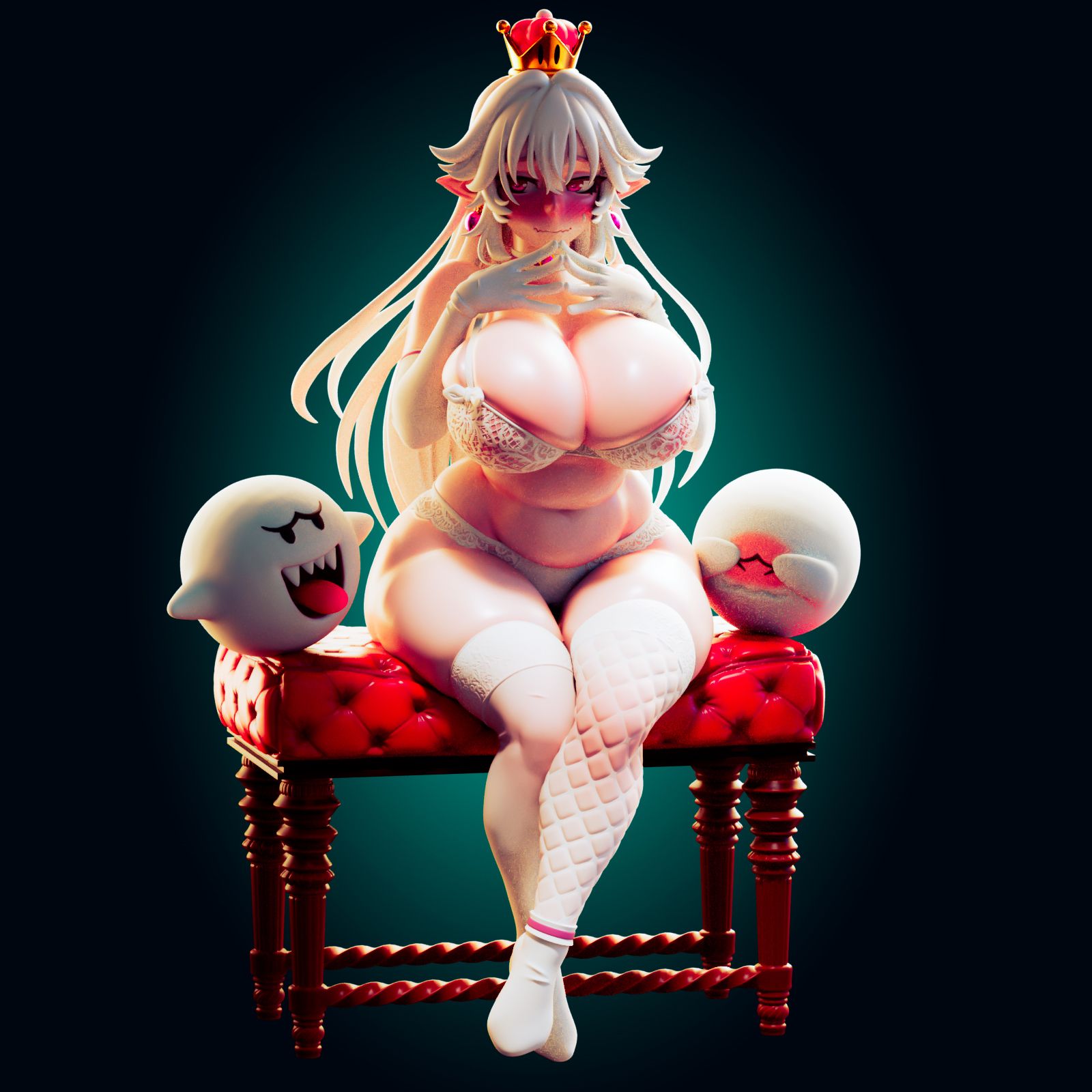 Princess Booette Shy & Chubby Statue | Super Mario Fan Art by Officer Rhu SFW,NSFW,Futa 3d printed,Princess Booette statue,futa statue,Super Mario statue,furry statue,nsfw statue