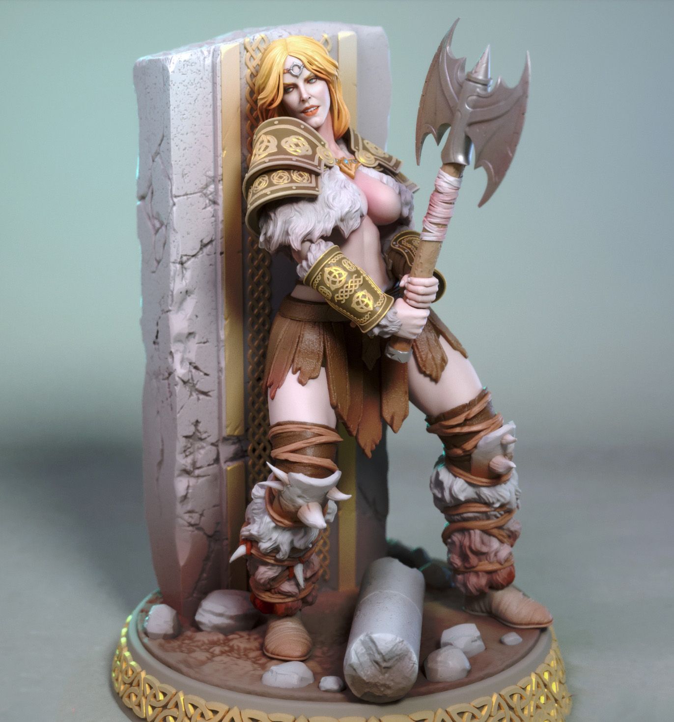 Azhra The Barbarian Statue | DnD Fan Art by TorridaMinis SFW,NSFW 3d printed,3d printed statue,nsfw statue,3d printed figure,Azhra The Barbarian Statue,dnd Statue