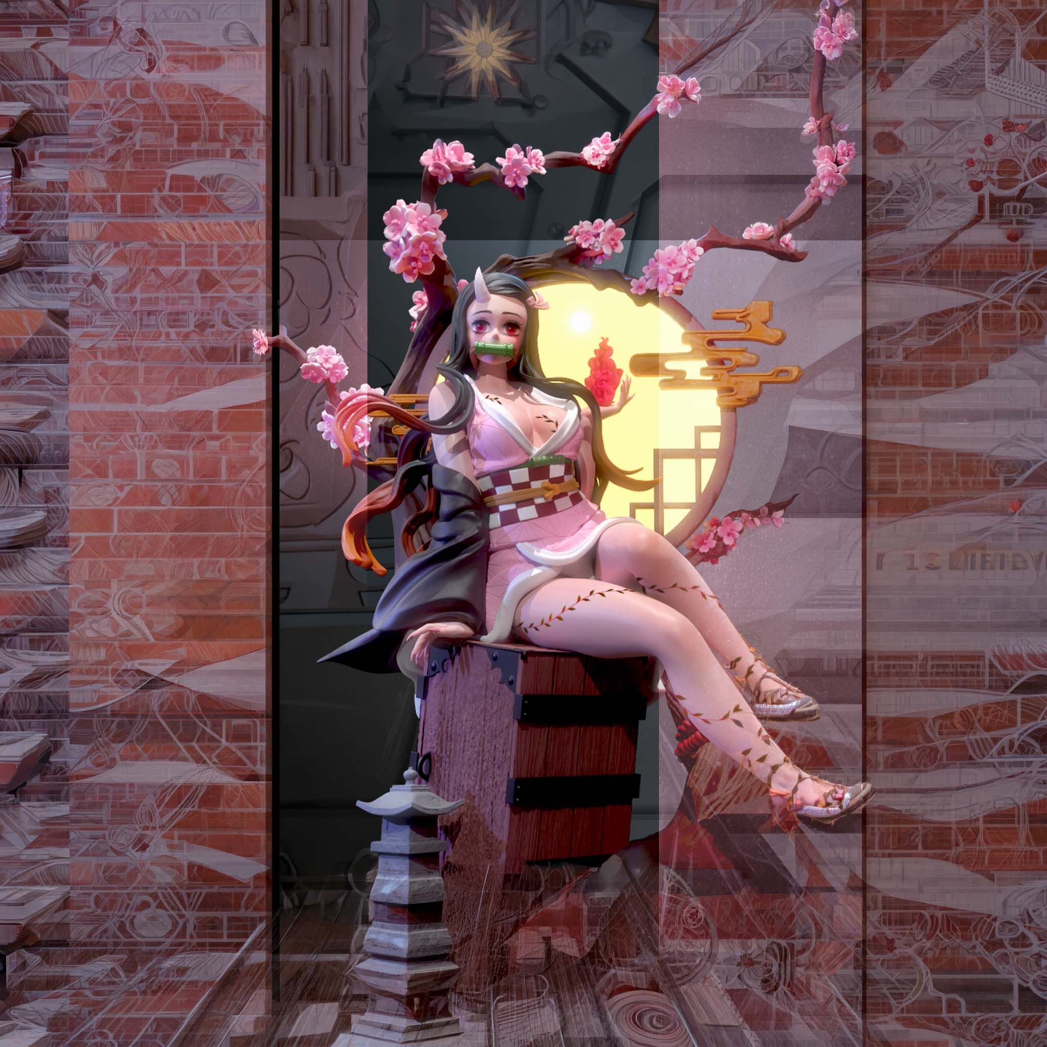 Nezuko Statue | Demon Slayer Fan Art by CW Studios SFW,NSFW 3d printed statue,Demon Slayer statue,3d printed,Nezuko Statue,3d printed figure