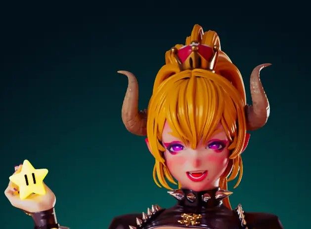 Princess Bowsette Statue | Super Mario Fan Art by Officer Rhu SFW,NSFW,Futa null