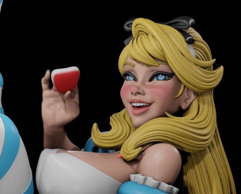 Alice Sitting Statue | Wonderland Fanart von Digital Dark SFW,NSFW,Futa 3d printed statue,3d printed,nsfw statue,futa statue,3d printed figure,Alice Sitting Statue,Wonderland Statue