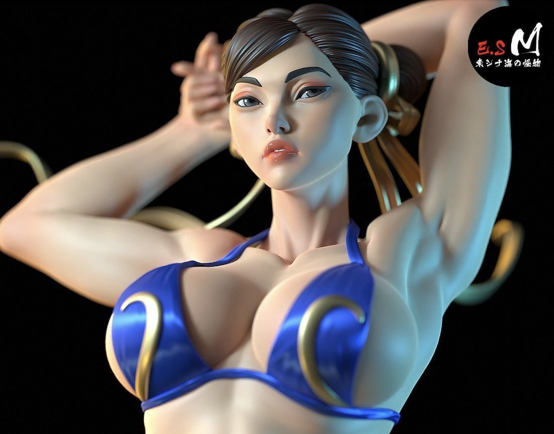 Chun-li Bikini Statue | Street Fighter Fan Art by E.S Monster SFW,NSFW null