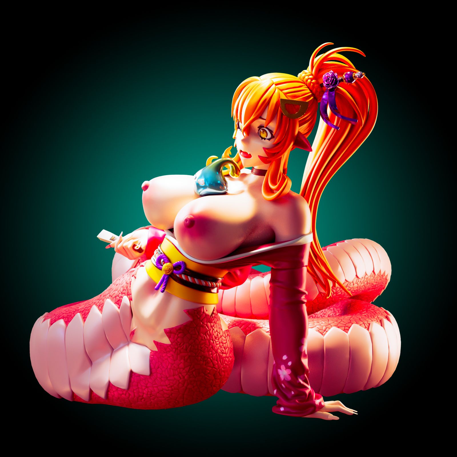 Miia Thicc Snake Statue | Monster Musume Fan Art by Officer Rhu SFW,NSFW,Futa 3d printed statue,3d printed,nsfw statue,futa statue,Miia Snake Statue,Monster Musume Statue