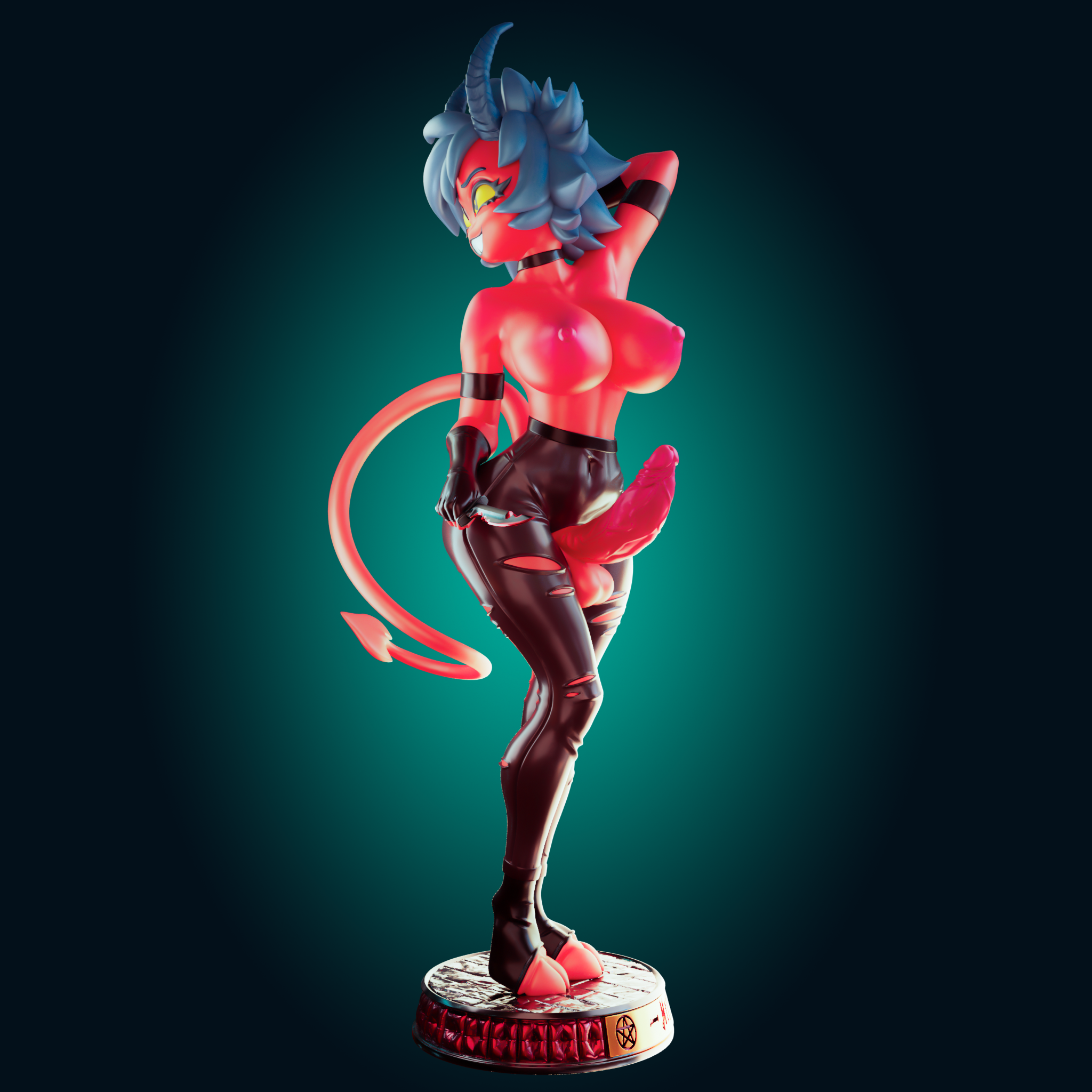 Millie Statue | Helluva Boss Fan Art by Officer Rhu SFW,NSFW,Futa 3d printed statue,3d printed,nsfw statue,futa statue,Millie Statue,Helluva Boss Statue