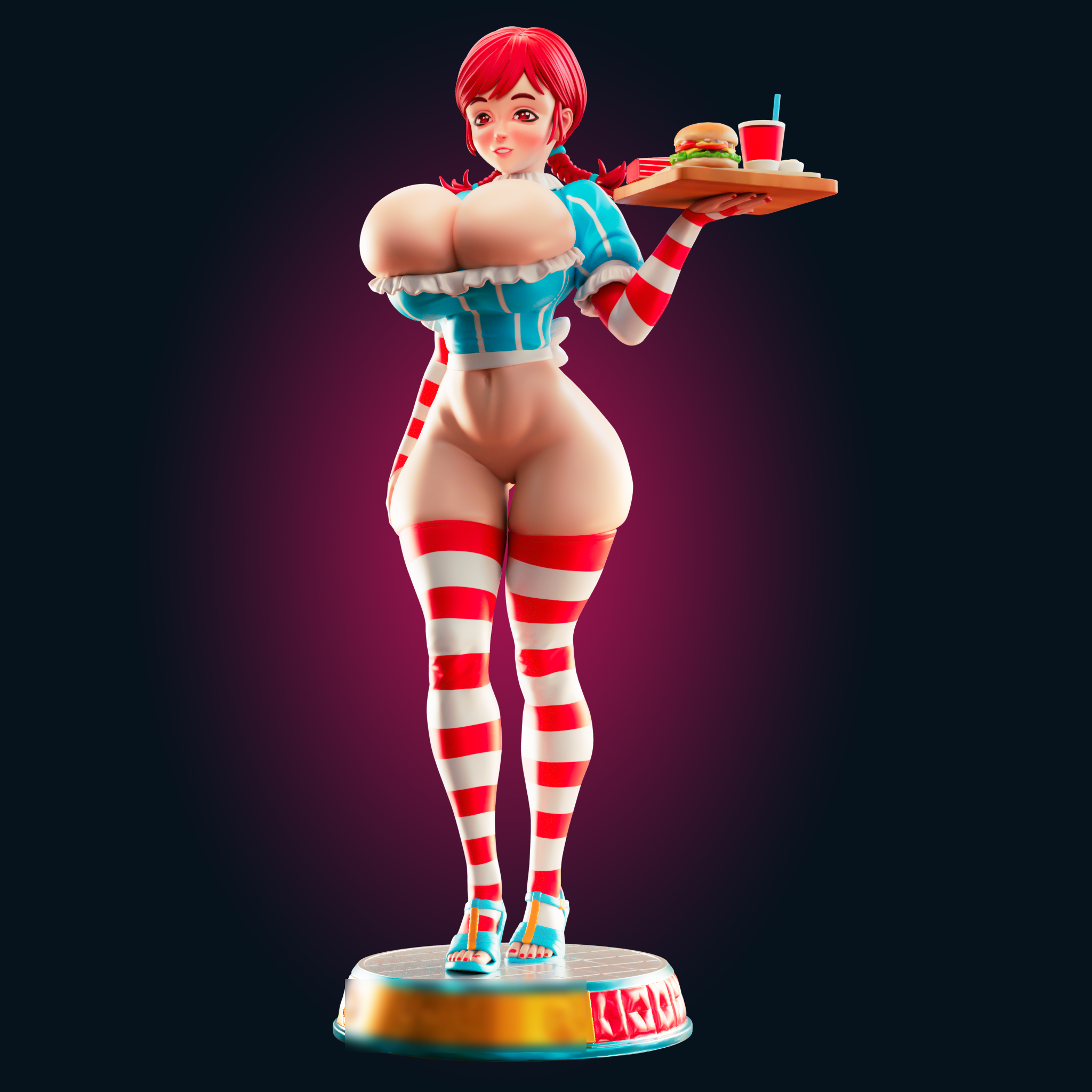 Wendy's Statue | Wendys Fan Art by Officer Rhu SFW,NSFW,Futa 3d printed statue,3d printed,nsfw statue,futa statue,Wendy's Statue