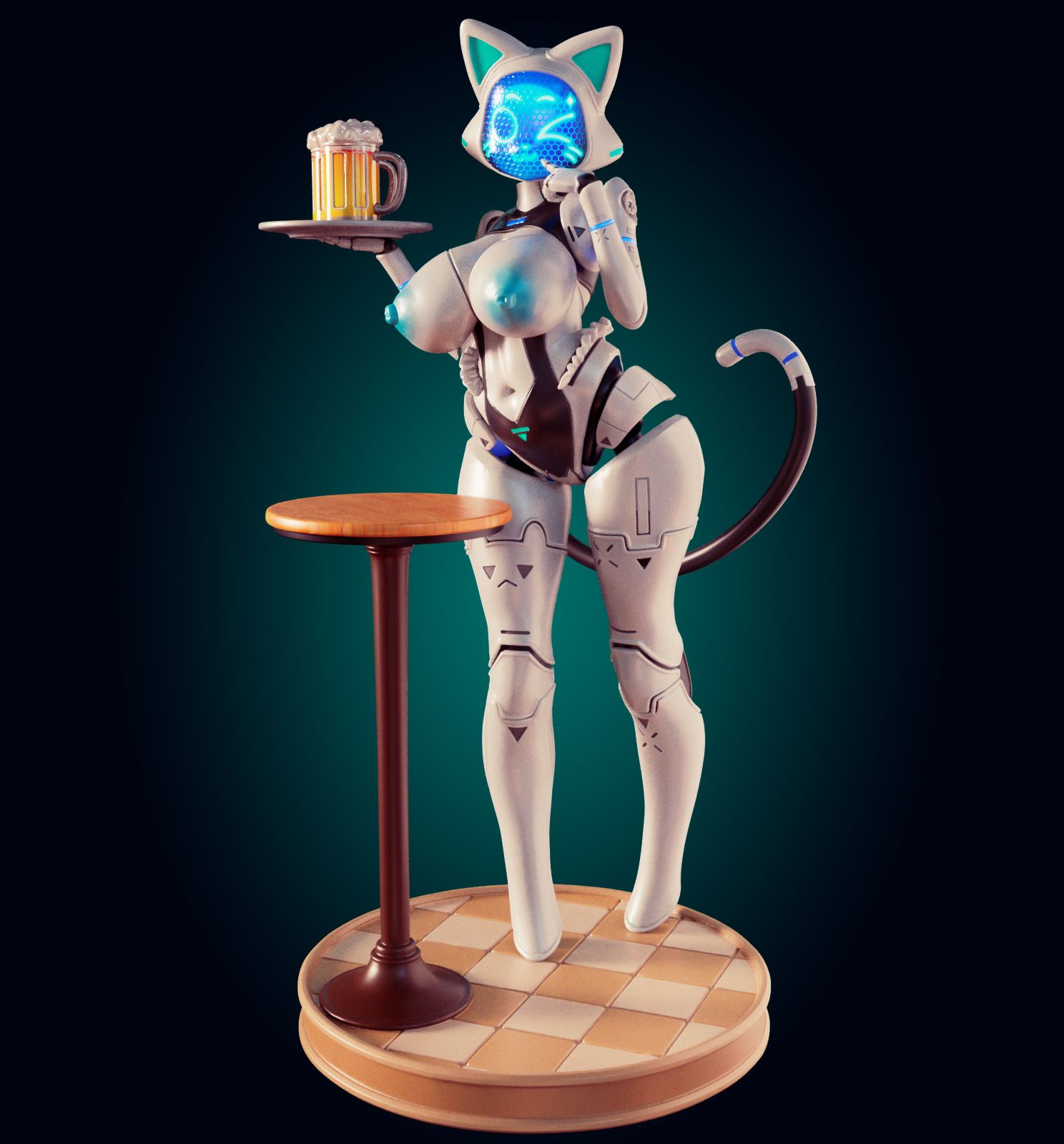 Neko-Bot Girl Furry Statue | Monster Girl Fan Art by Officer Rhu SFW,NSFW,Futa 3d printed statue,3d printed,3d printed figure,Neko-Bot Girl Statue,Monster Girl Statue,nsfw statue,furry statue,futa statue,futa figurines,futanari figurines,futanari statue