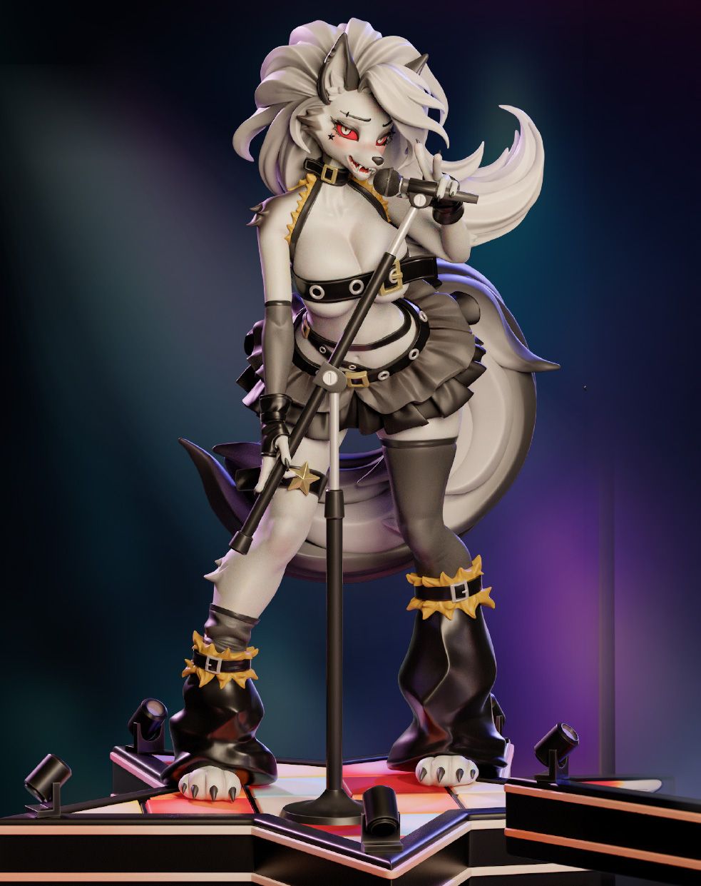 Rockstar Loona Furry Statue | Helluva Boss Fan Art by Onagaba SFW,NSFW 3d printed statue,3d printed,3d printed figure,Loona Statue,Helluva Boss Statue,nsfw statue,furry statue