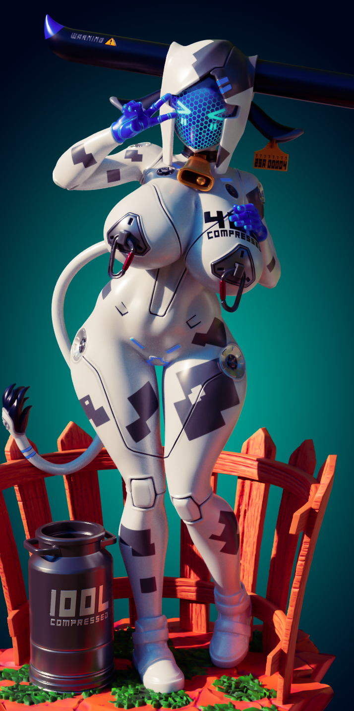 Cowbot Mecha Girl Furry Statue | Monster Girl Fan Art by Officer Rhu SFW,NSFW 3d printed statue,3d printed,3d printed figure,Cowbot Mecha Girl Statue,Monster Girl Statue,nsfw statue,furry statue