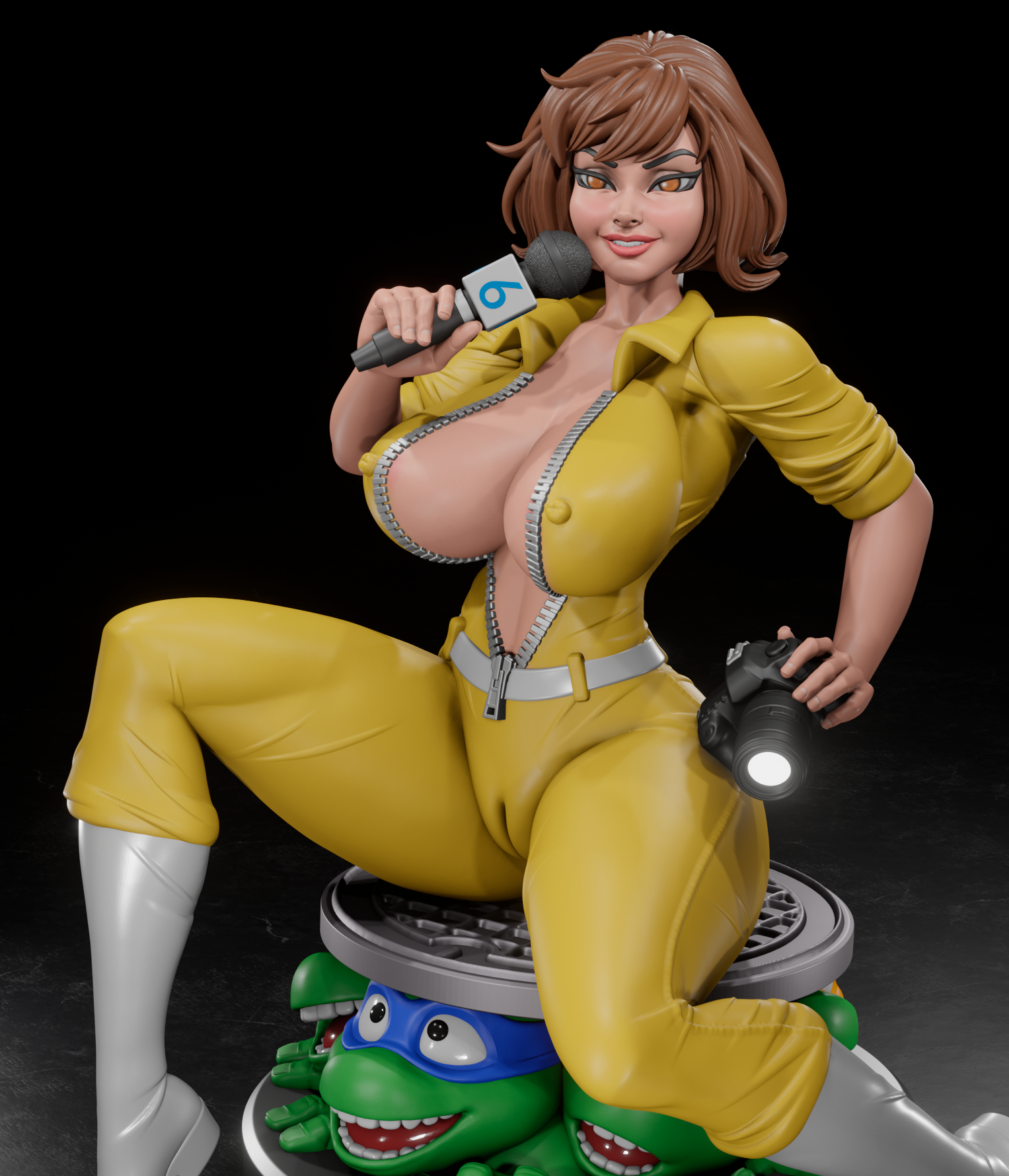 April O'Neil Statue | Teenage Mutant Ninja Turtles Fan Art by Digital Dark SFW,NSFW,Futa 3d printed statue,3d printed,nsfw statue,futa statue,3d printed figure,April O'Neil Statue,Teenage Mutant Ninja Turtles Statue