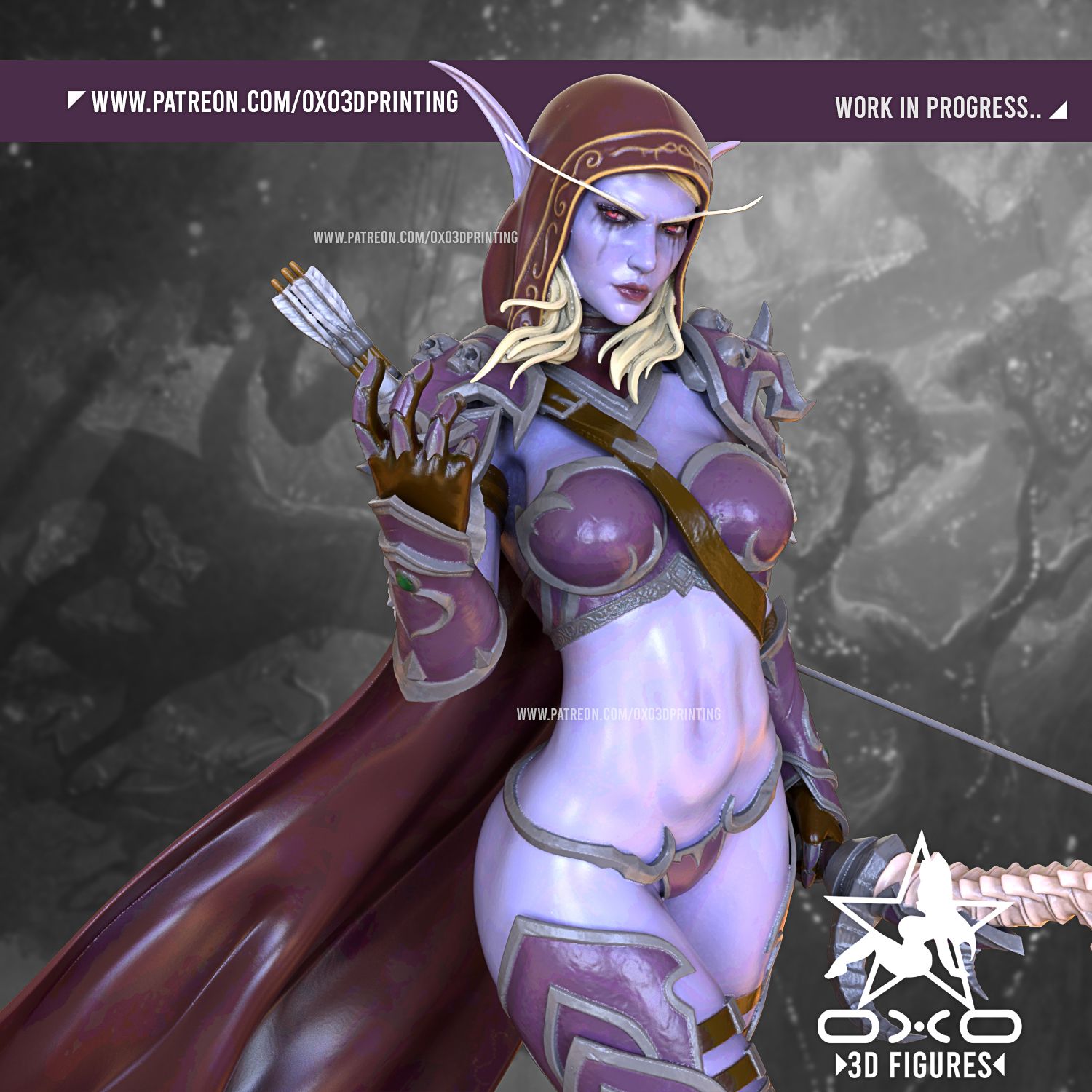 Sylvanas Windrunner Statue | World of Warcraft Fan Art by OXO3D SFW,NSFW 3d printed statue,3d printed,nsfw statue,3d printed figure,Sylvanas Windrunner Statue,World of Warcraft