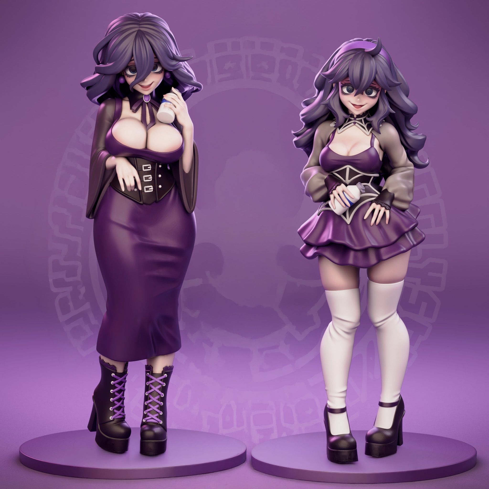 Hex Maniac Statue | Pokemon Fan Art by Jigglystix SFW,NSFW,Futa 3d printed statue,3d printed,nsfw statue,3d printed figure,futa statue,Hex Maniac Statue,Pokémon Statue,futa figurines,futanari figurines,futanari statue