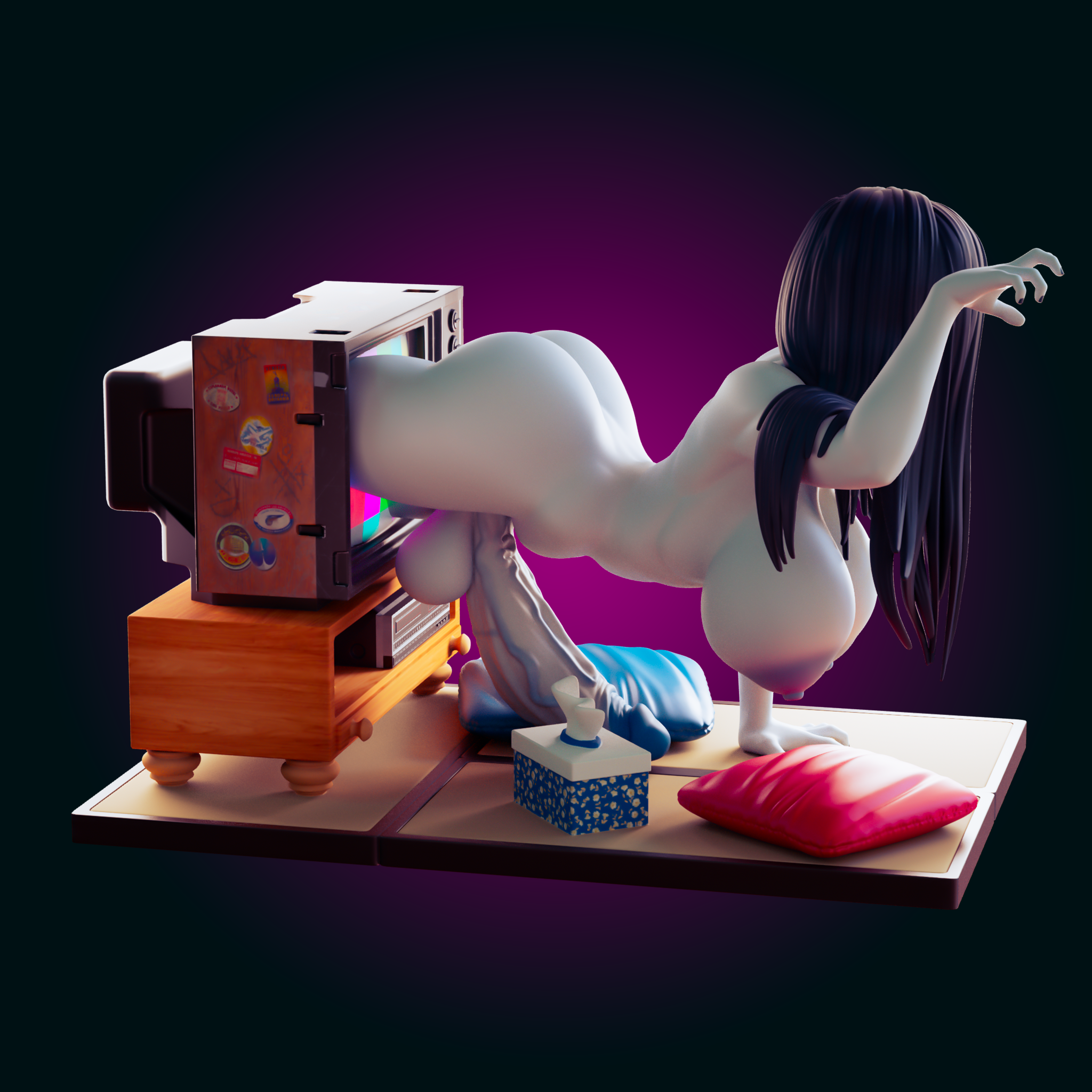 Sadako Yamamura Ultra Thicc Statue | The Ring Fan Art by Officer Rhu SFW,NSFW,Futa 3d printed,Sadako Yamamura statue,The Ring statue,furry statue,3d printed figure