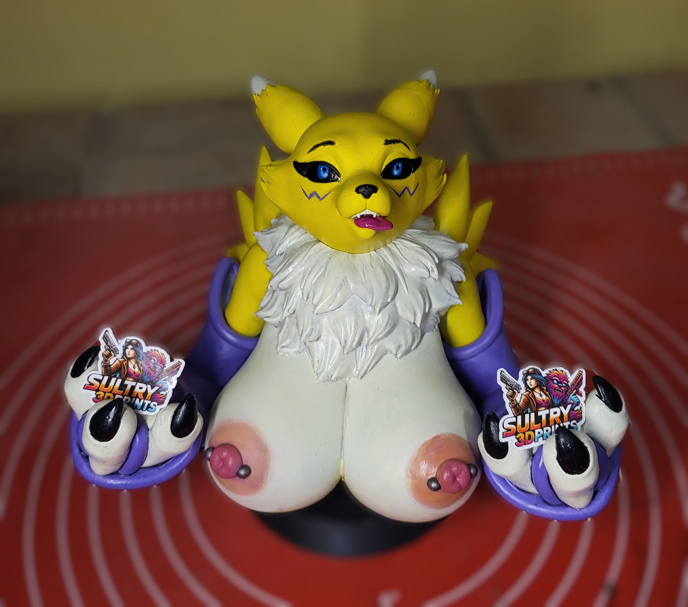 Renamon Phone Holder Painted Statue | Digimon by Anyonensfw NSFW 3d printed statue,3d printed,Renamon Phone Holder ,Digimon statue,nsfw statue,3d printed figure