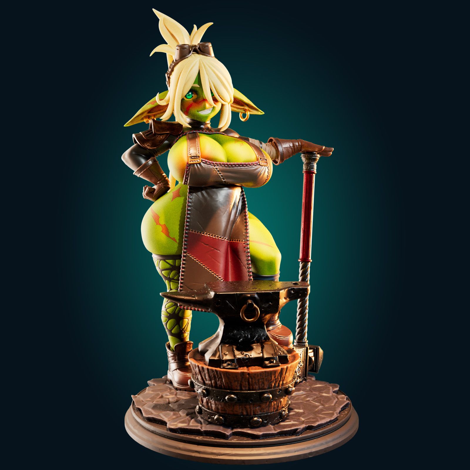 Goblin Girl Blacksmith Statue | Monster Girl Fanart von Officer Rhu SFW,NSFW,Futa 3d printed statue,3d printed,3d printed figure,Goblin Girl Statue,Monster Girl Statue,nsfw statue,futa statue,futa figurines,futanari figurines,futanari statue