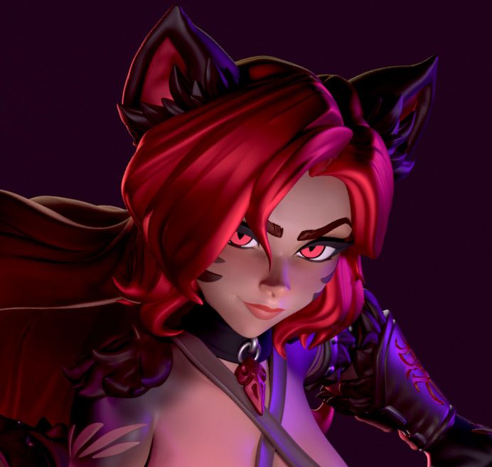 Catgirl Statue | Hell Vixens Fan Art by Azaak3d SFW 3d printed statue,3d printed,sfw statue,Hell Vixens statue,Catgirl Statue
