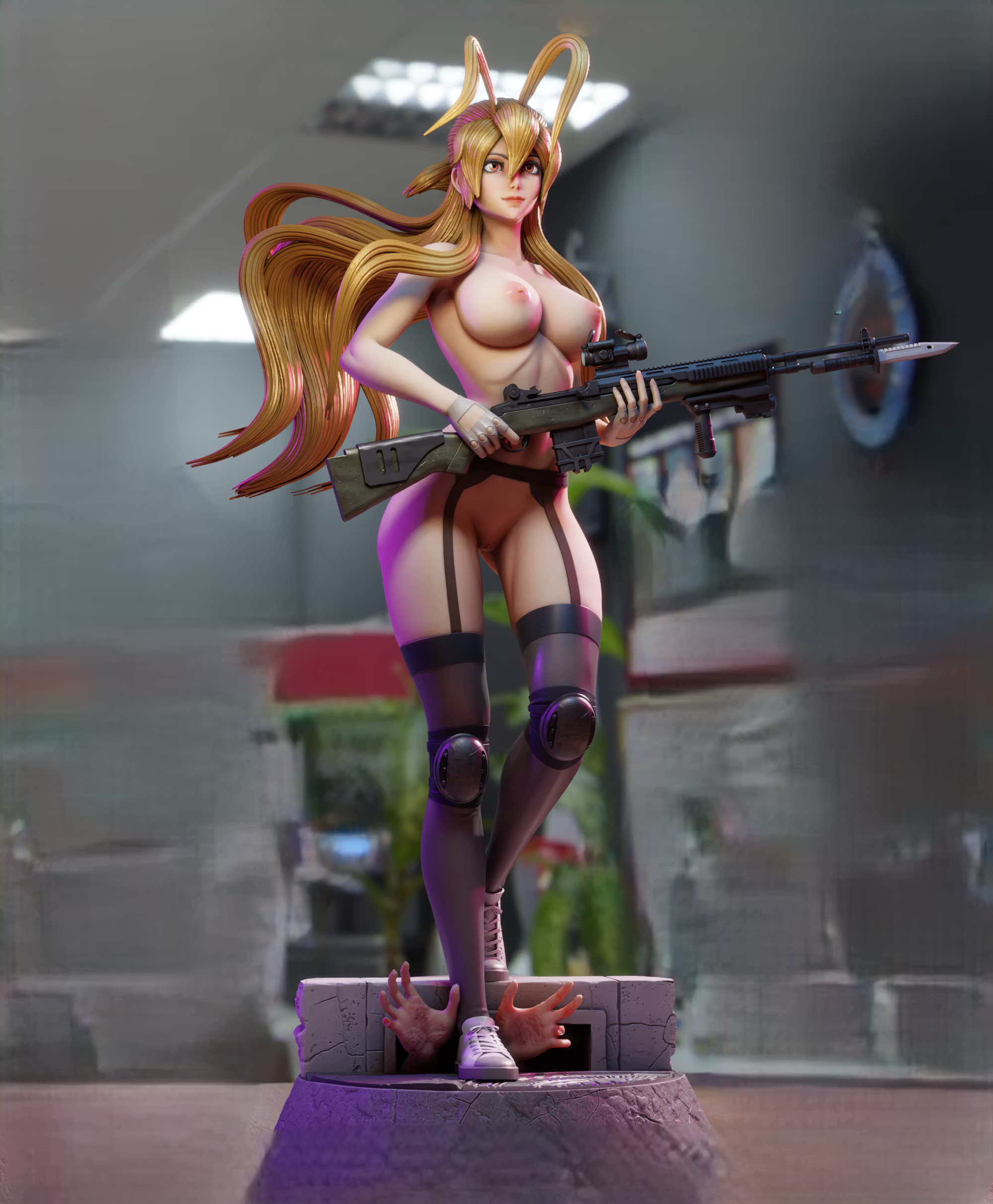 Rei Miyamoto Statue | Highschool of the Dead Fan Art by 3Dmoonn SFW,NSFW 3d printed,3d printed statue,Rei Miyamoto Statue,Highschool of the Dead statue,nsfw statue