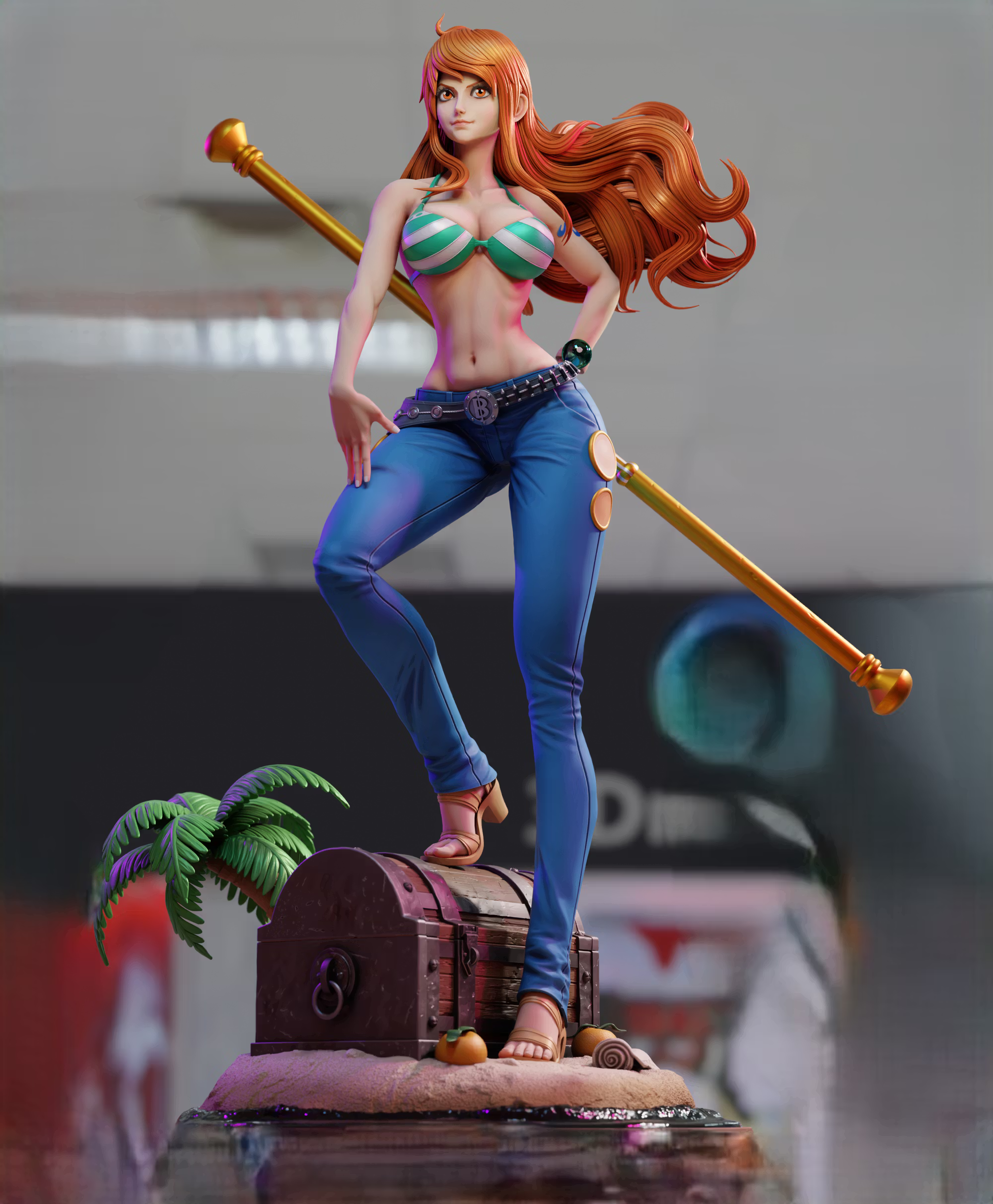 Nami Statue | One Piece Fan Art by 3Dmoonn SFW,NSFW 3d printed,3d printed statue,Nami Statue,One Piece statue,nsfw statue