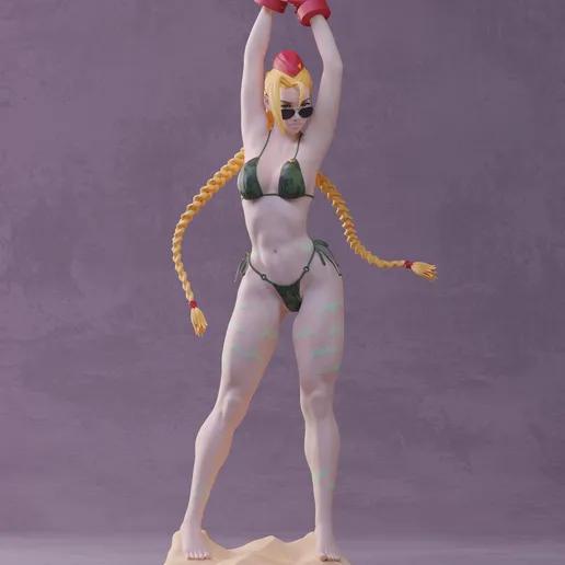 Cammy Bikini Statue | Street Fighter Fan Art by Abe3D SFW,NSFW 3d printed statue,cammy bikini,street fighter,3d printed figure,3d printed,nsfw statue