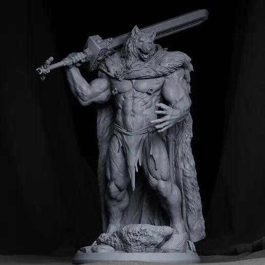 Blade Wolf Pen Holder Statue | Original Fan Art by JustGruff SFW,NSFW 3d printed statue,3d printed pen holder,wolf statue,3d printed nsfw,3d printed furry